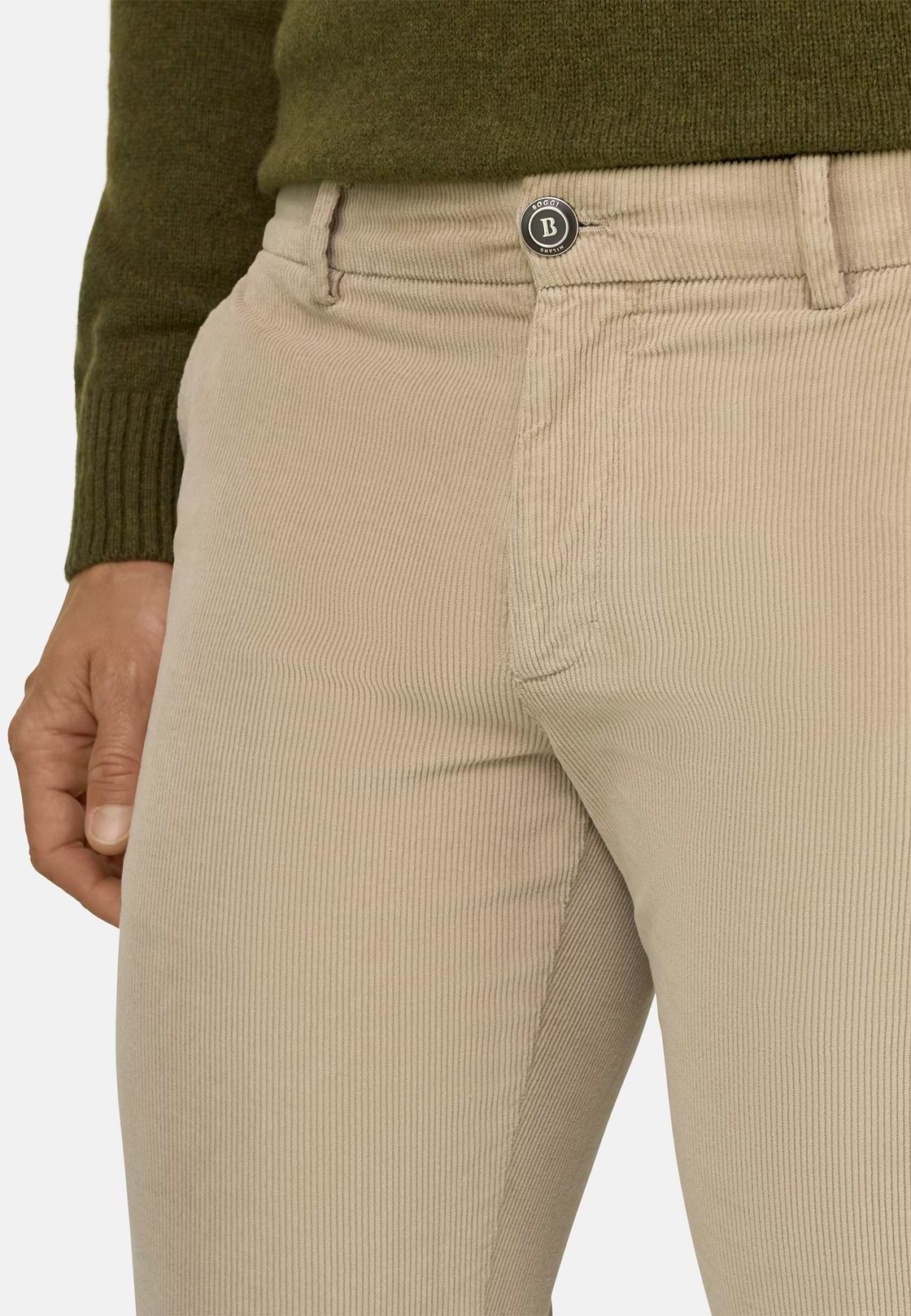 Pantalon en Velours Extensible, Beige, hi-res, 3