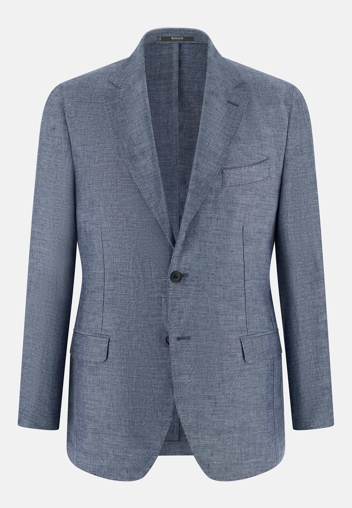 Twill Linen Blazer, Light Blue, hi-res, 4