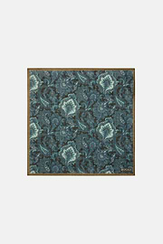 Paisley Design Wool Pocket Square, Brown, hi-res