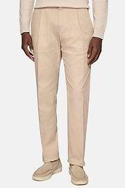 Pantalón De Gabardina De Algodón Elástico, Beige, hi-res