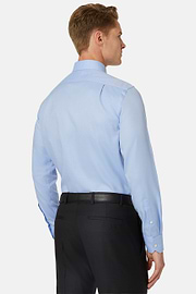 Regular Fit Sky Blue Cotton Dobby Shirt, Light Blu, hi-res
