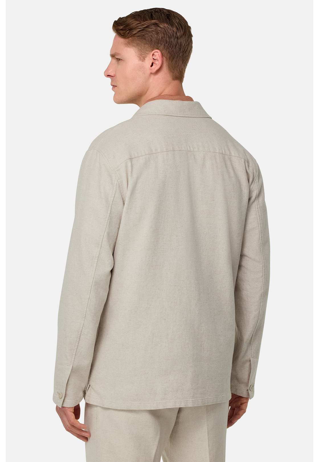Giacca Camicia Sabbia Diagonale In Cotone E Lino, Sabbia, hi-res