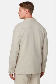 Giacca Camicia Sabbia Diagonale In Cotone E Lino, Sabbia, hi-res