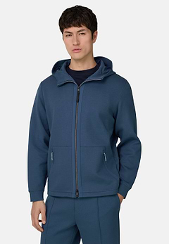 Felpa Con Zip E Cappuccio In Light Scuba