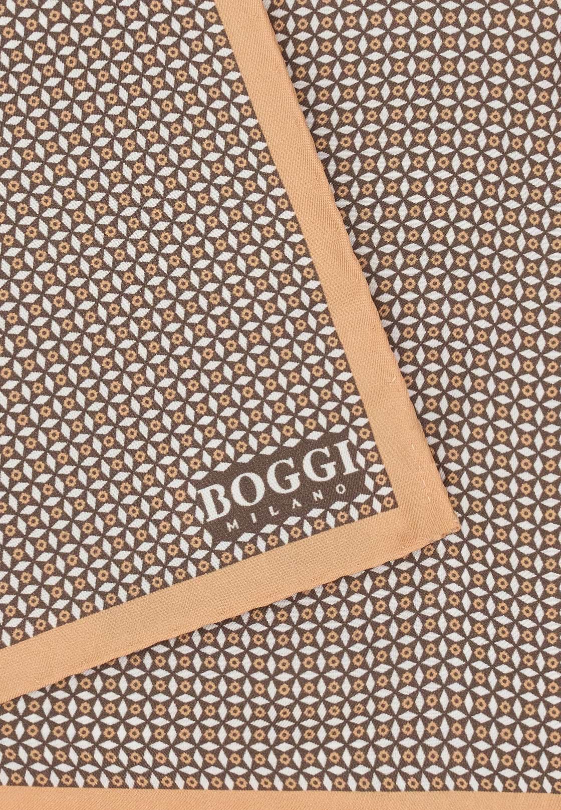 Geometric Silk Pocket Square, Orange, hi-res, 3