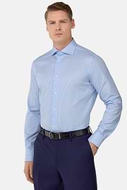 Chemise À Rayures En Coton Regular Fit, Bleu clair, hi-res