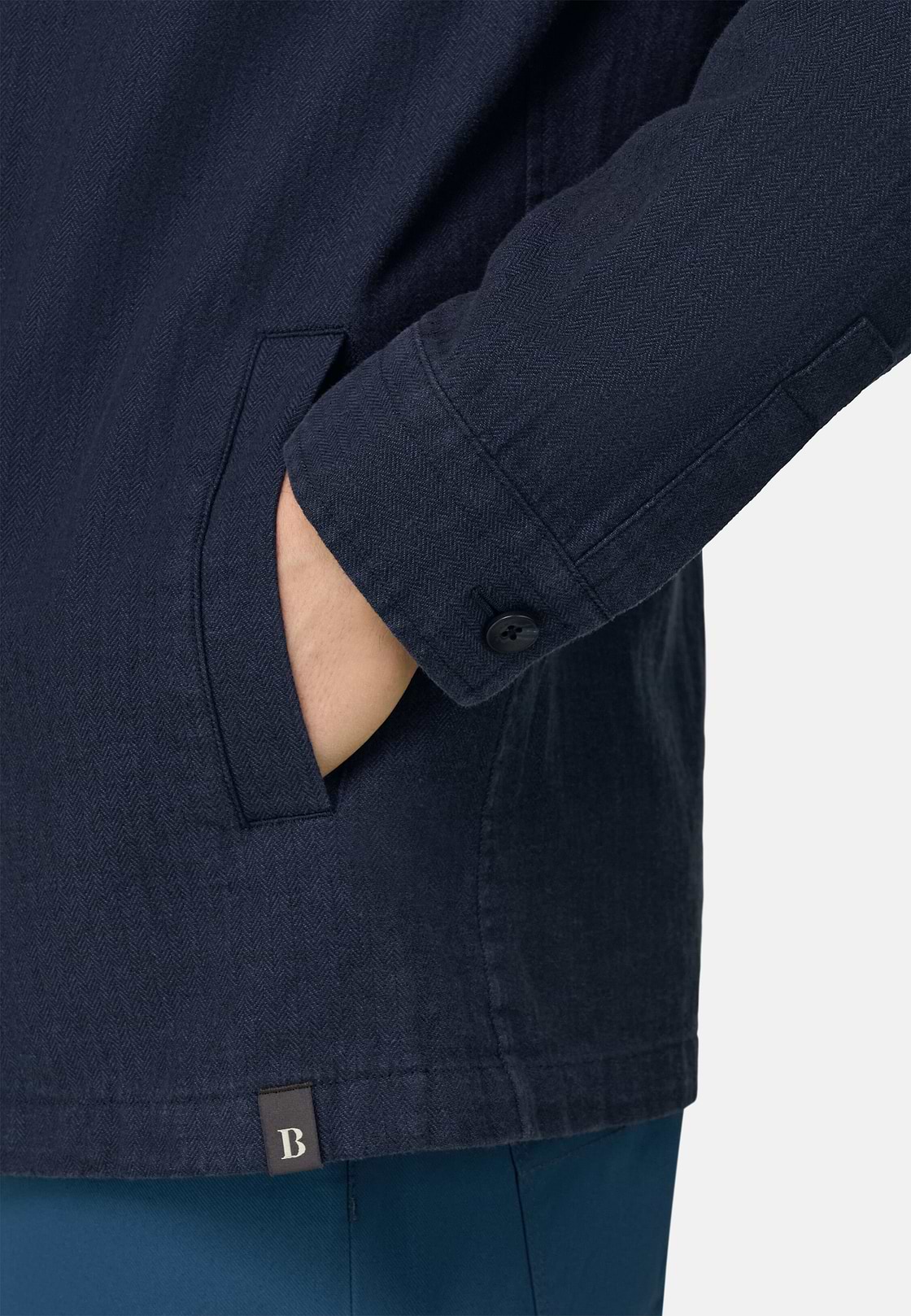 Giacca Camicia In Cotone Lino, Navy, hi-res, 4
