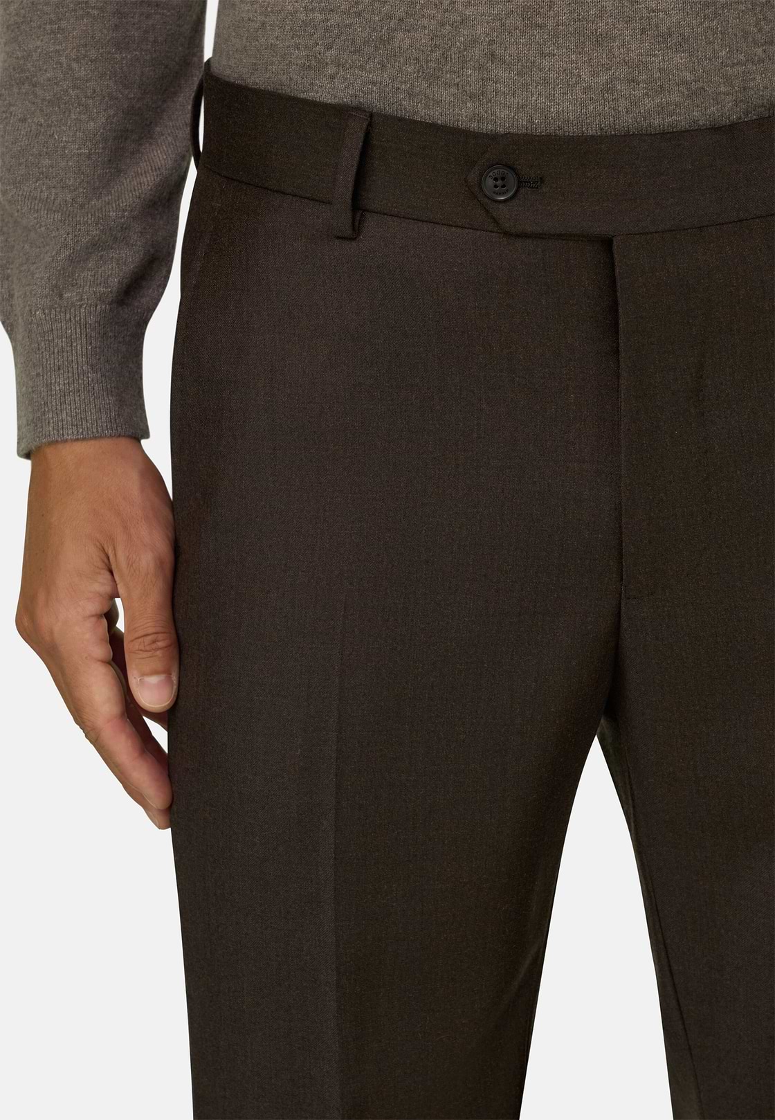 Suit in Wool Mélange, Dark brown, hi-res, 3