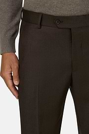 Suit in Wool Mélange, Dark brown, thumb, 3