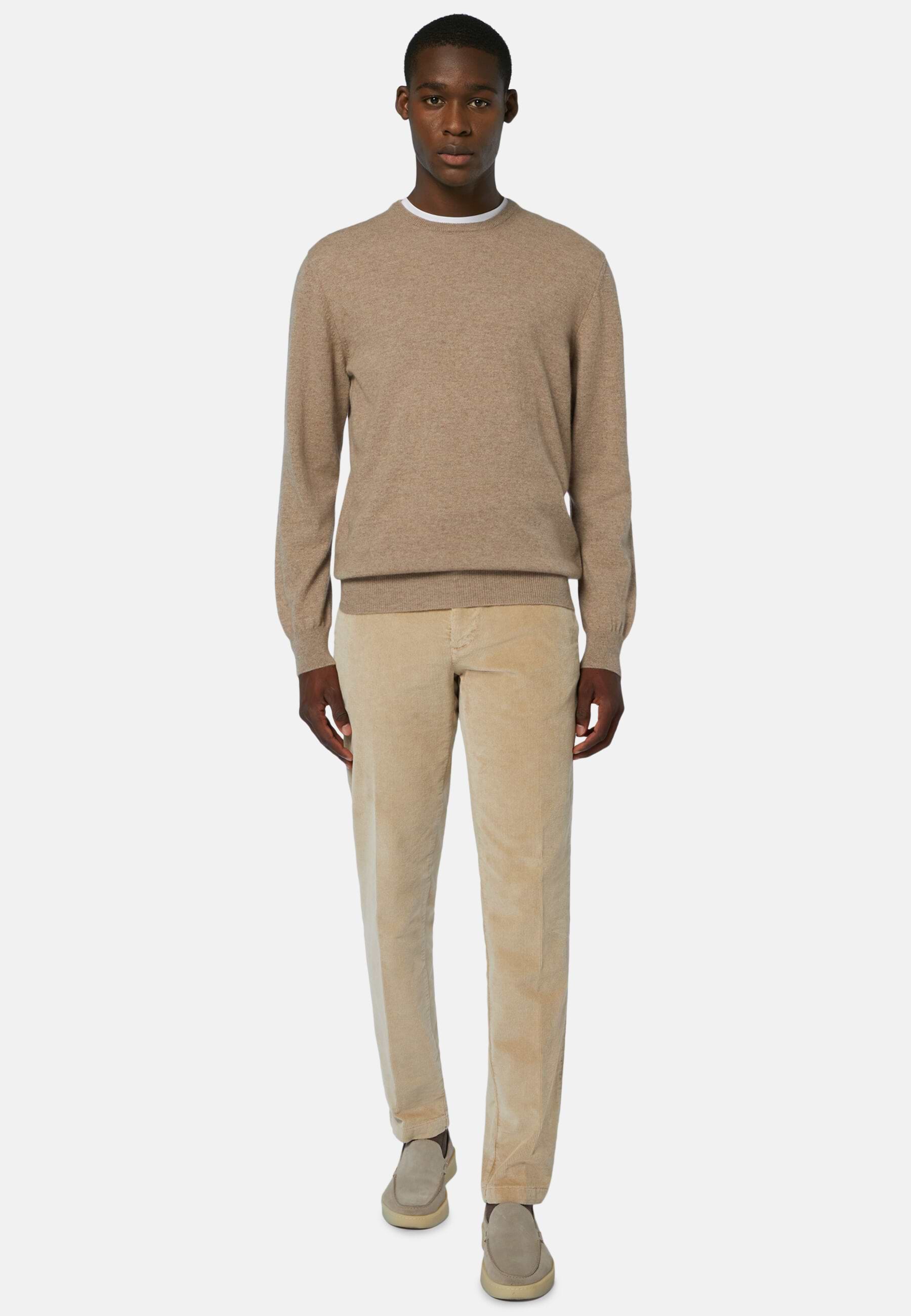 Boggi Milano Hazelnut Crew Neck Jumper in Cashmere Man Hazelnut Size M