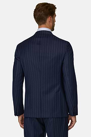 Suit Pinstripe Wool, Navy blue, thumb, 5