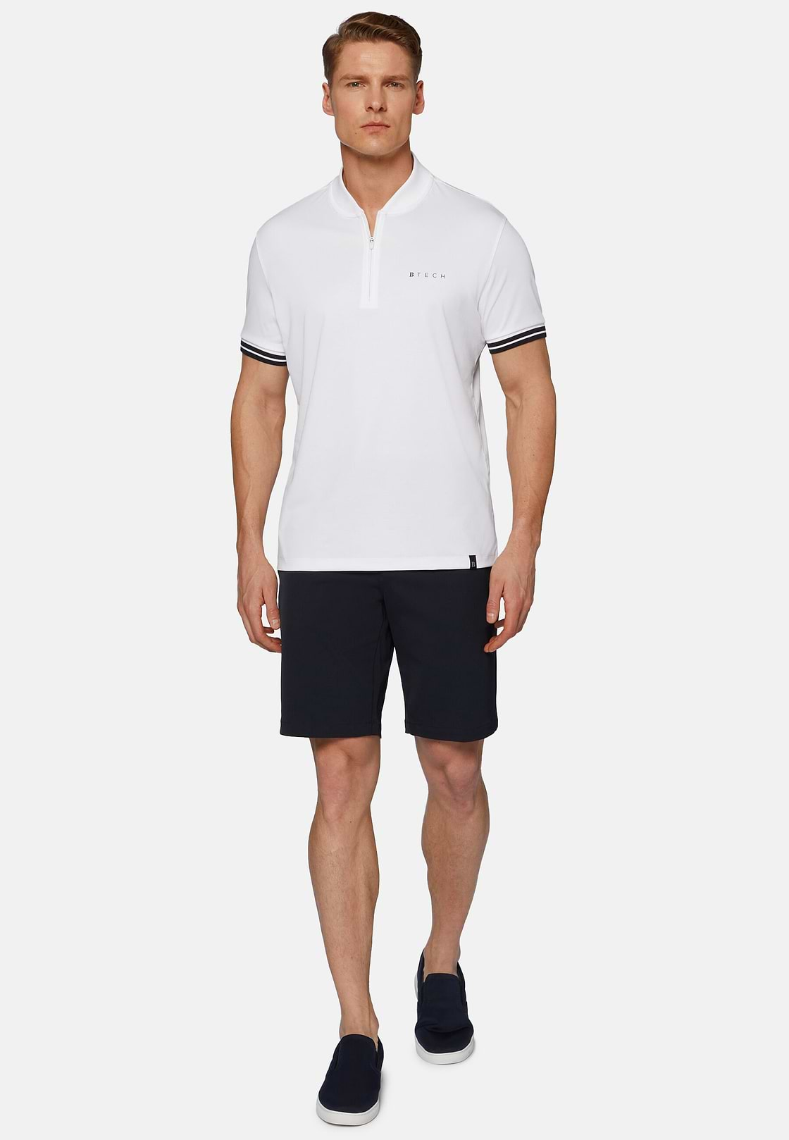 High-Performance Fabric Polo Shirt, White, hi-res