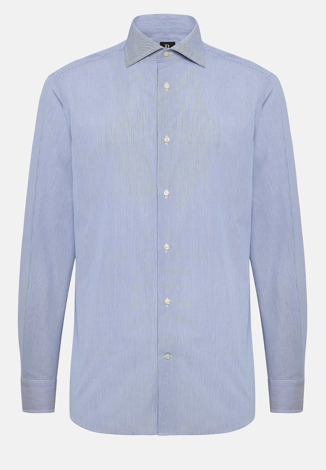 Micro Striped Windsor Collar Shirt Regular Fit, Medium Blue, hi-res