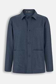 Shacket in Wool Flannel Mélange, Indigo, thumb, 6