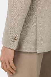 B Jersey Linen and Cotton Herringbone Jacket, Taupe, hi-res