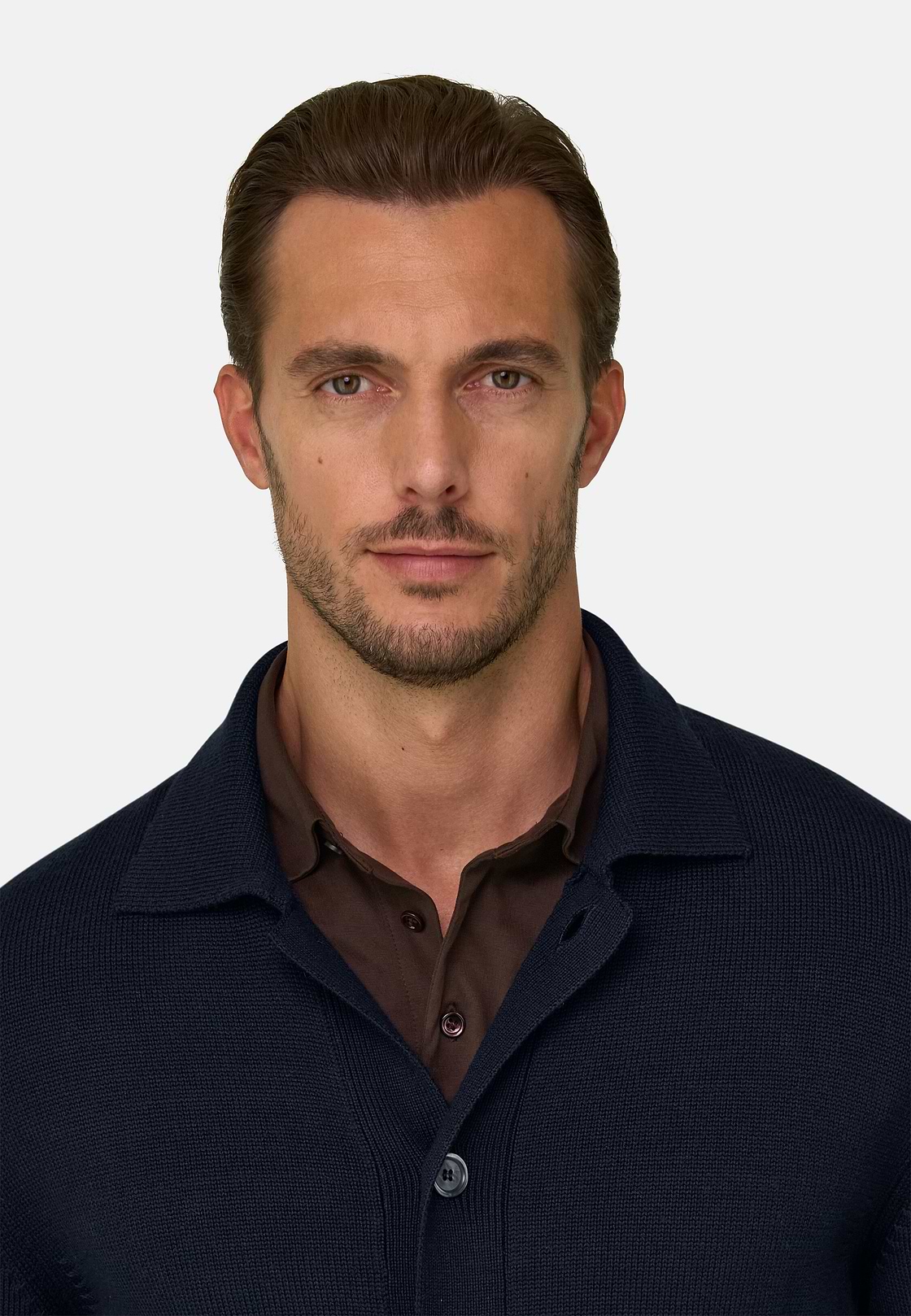 Cardigan in Extrafine Merino Wool, Navy blue, hi-res, 3