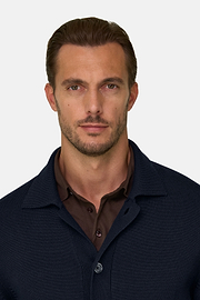 Cardigan in Extrafine Merino Wool, Navy blue, thumb, 3