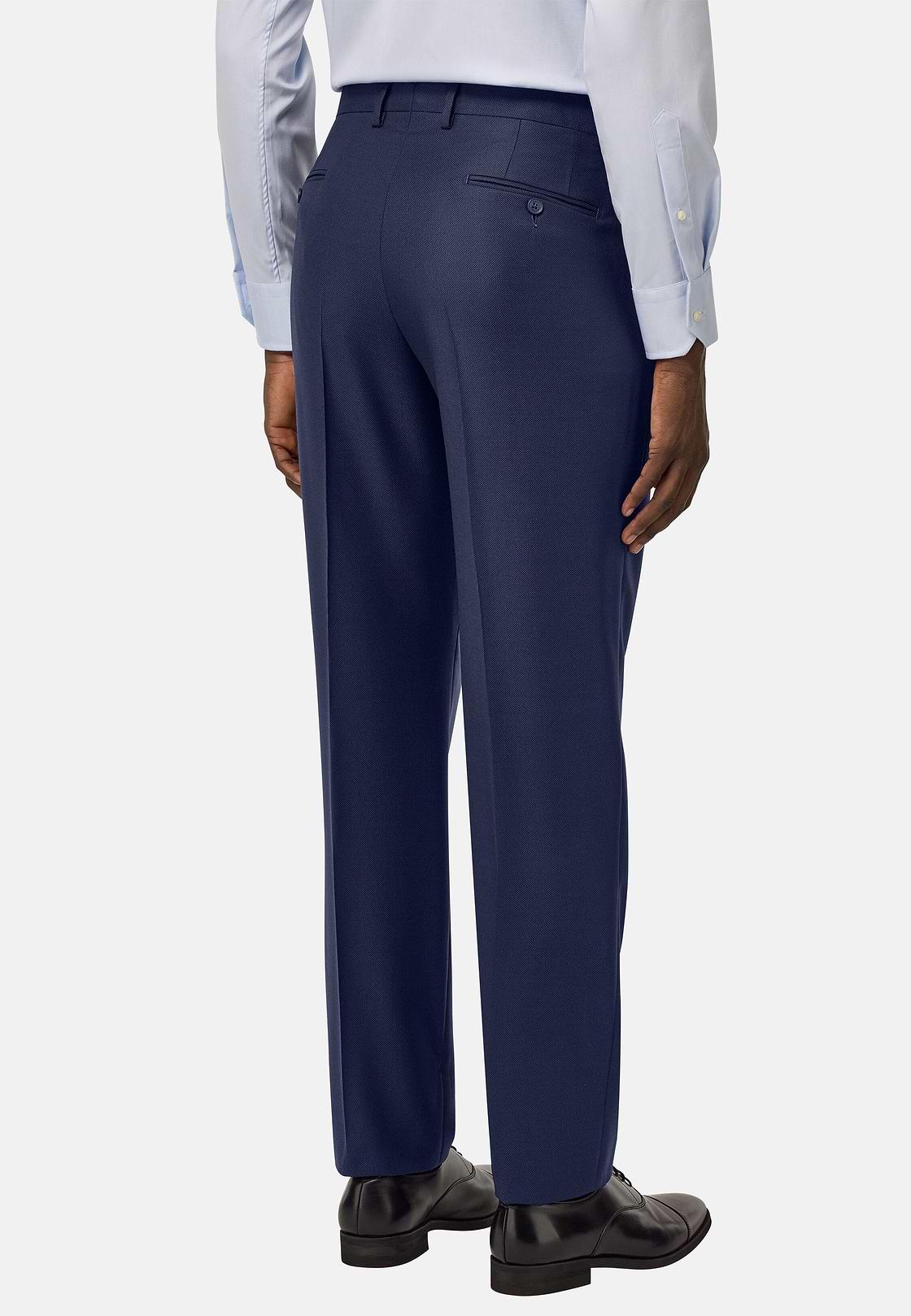 Pure Wool Bird's Eye Trousers, Bluette, hi-res