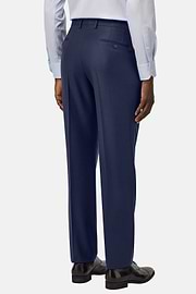 Pure Wool Bird's Eye Trousers, Bluette, hi-res