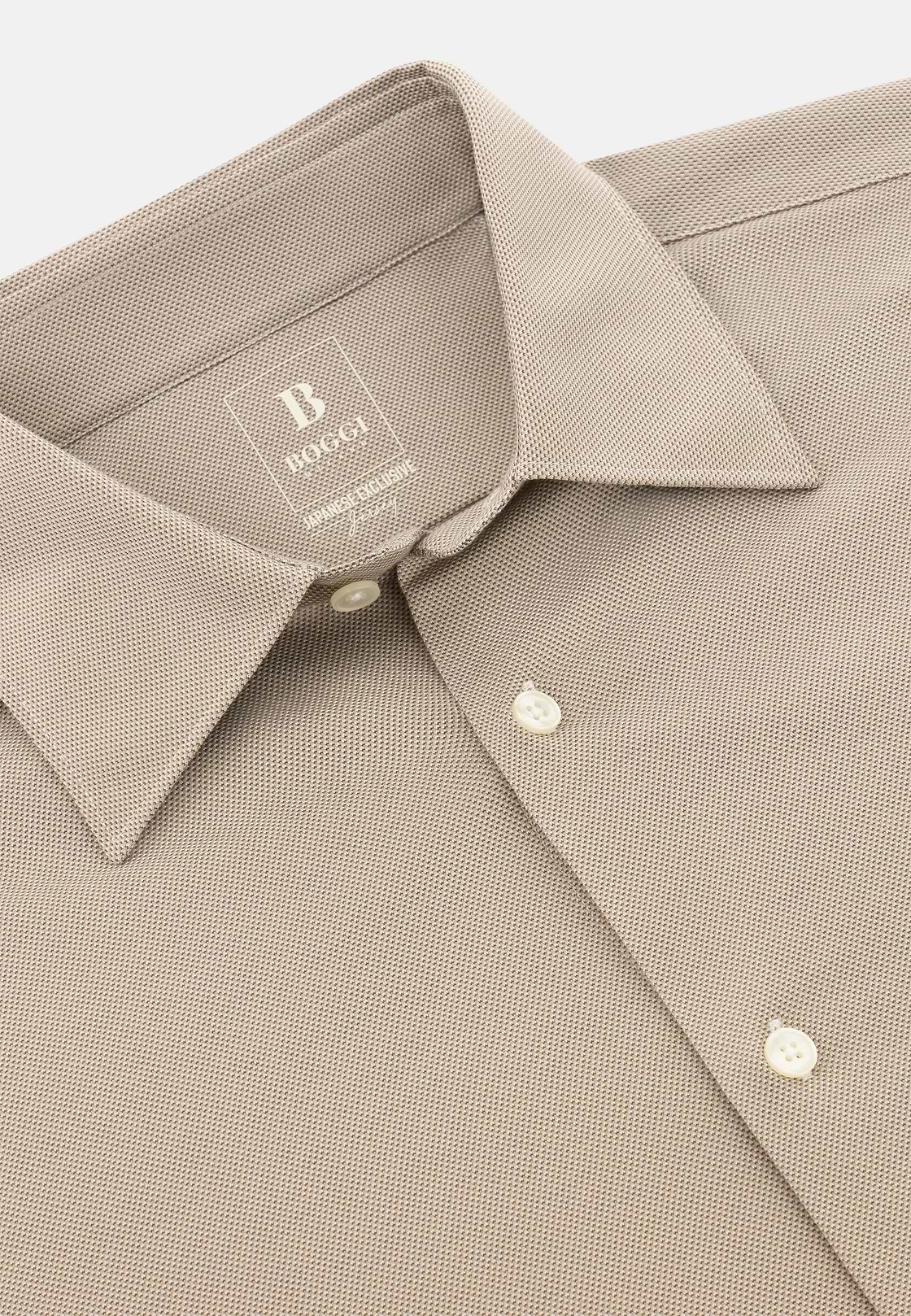 Polo Camicia In Jersey Giapponese Regular Fit, Marrone, hi-res, 5