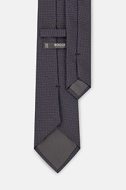 Formal Tie Geometric Motif Jacquard Silk, Navy blue, thumb, 3