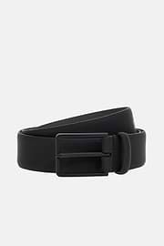 Rubberised Leather Belt With Logo, Black, thumb, 1