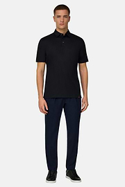 Polo In Misto Seta, Nero, thumb, 1