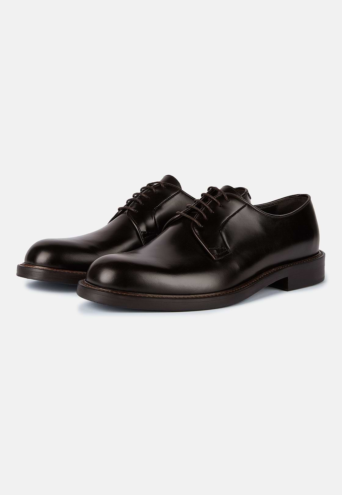 Chaussures Derbies En Cuir, Marron, hi-res