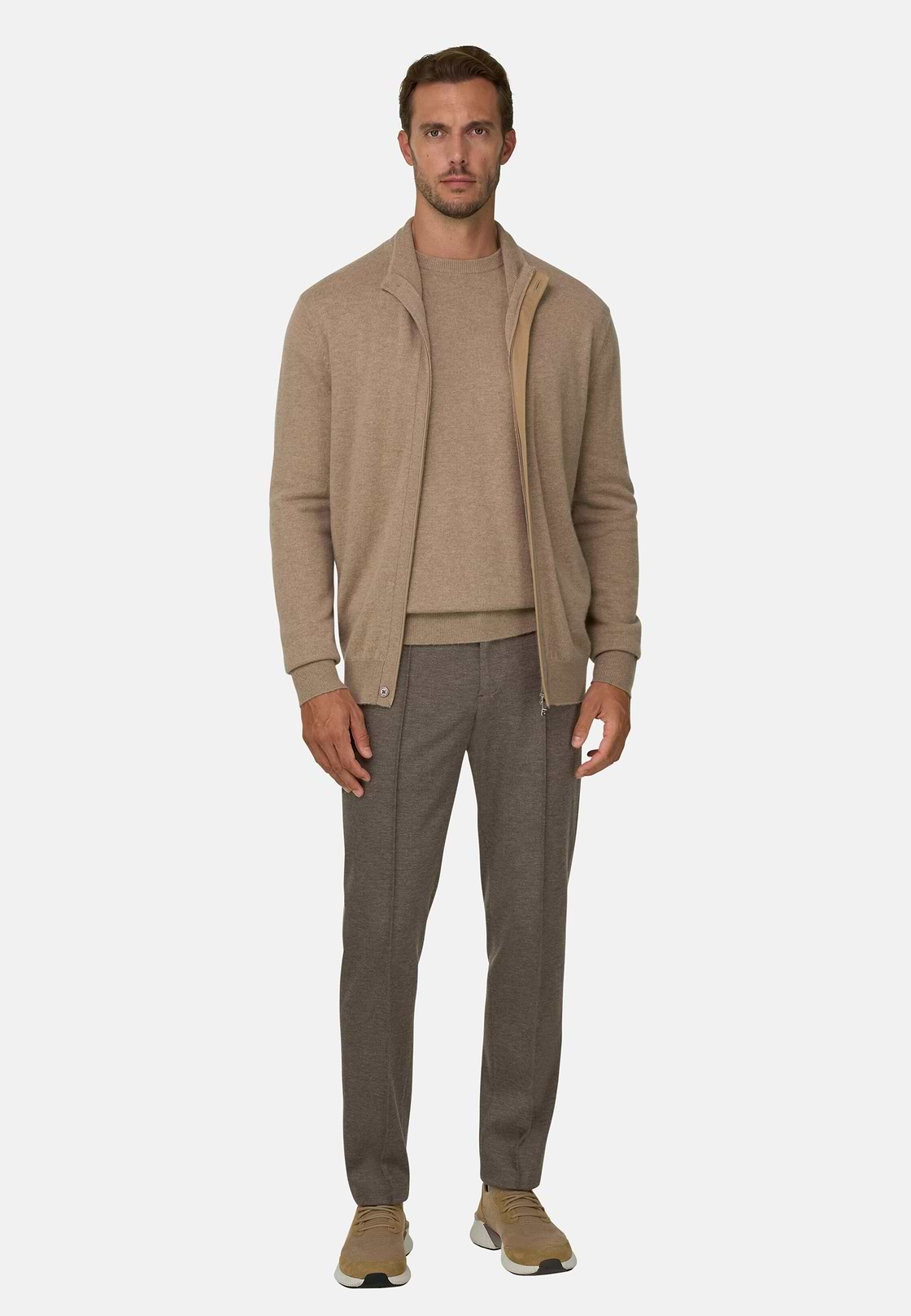Trousers in Technical Jersey, Brown, hi-res, 2