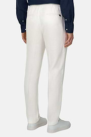Linen Coulisse Pants, White, thumb, 4