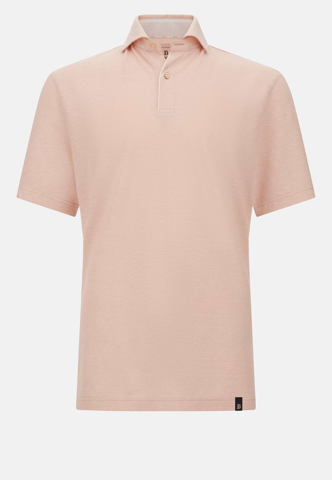 Cotton/Linen Piqué Polo Shirt, Pink, hi-res