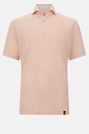 Cotton/Linen Piqué Polo Shirt, Pink, hi-res