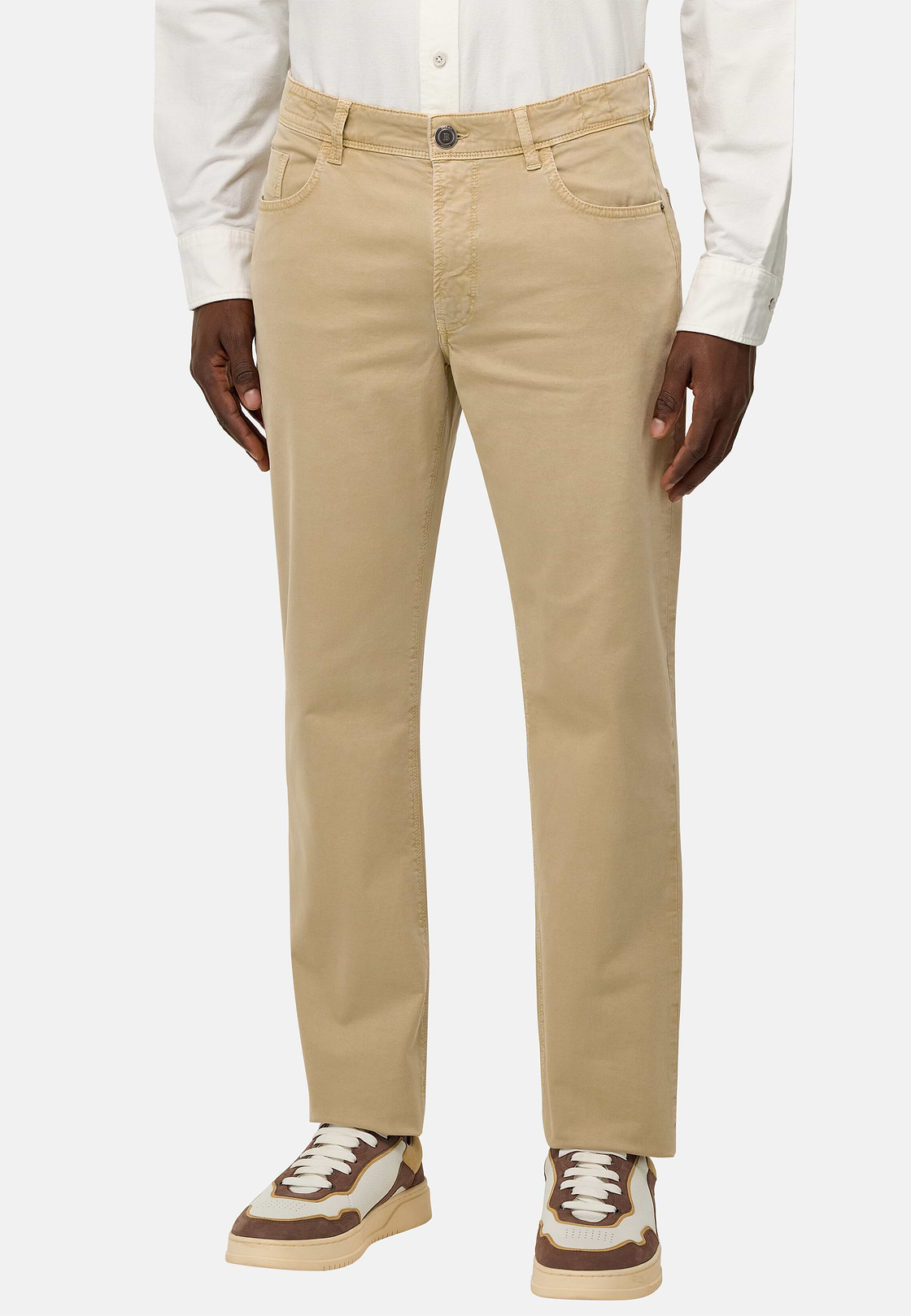 Jean En Coton Extensible, Beige, hi-res