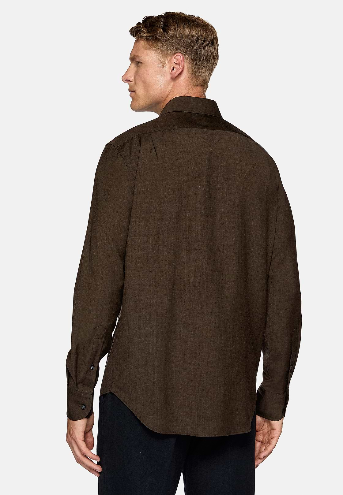 Regular Fit Wool Shirt, Brown, hi-res