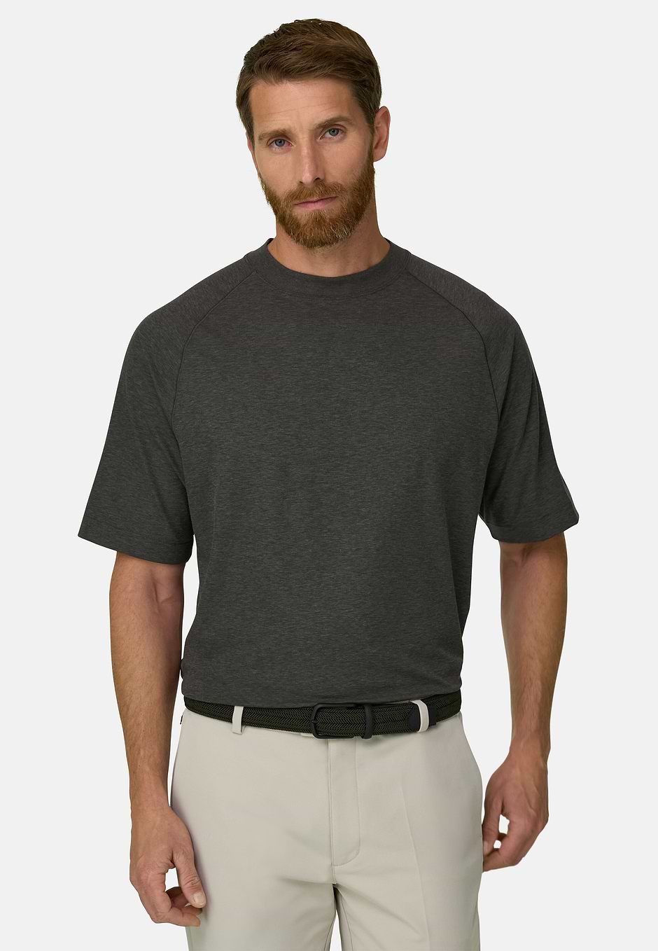 T-Shirt in Piqué Gemengd Katoen Gemêleerd B Tech, Green, hi-res