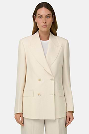 Linen Blend Double-Breasted Jacket, OFFWHITE, thumb, 2