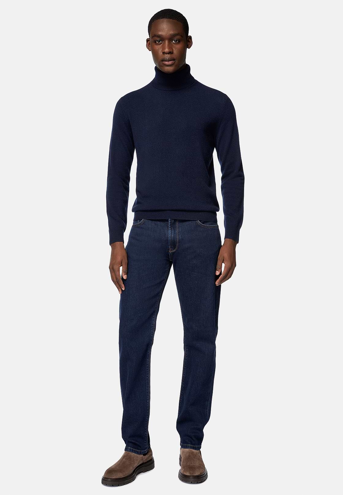 Maglia Dolcevita Navy In Cashmere, Navy, hi-res