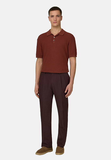 Knitted Polo Shirt in 100% Organic Cotton, Rot, hi-res