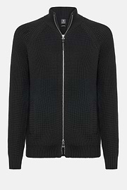 Charcoal Merino Wool Full Zip Jumper, Charcoal, hi-res