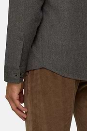 Overshirt in Mélange Wool Flannel, Taupe, thumb, 4