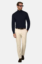 Rollkragenpullover aus extrafeiner Merinowolle, Navy blau, thumb, 2