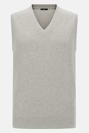 Cotton and Silk V-Neck Jumper, Grey, hi-res