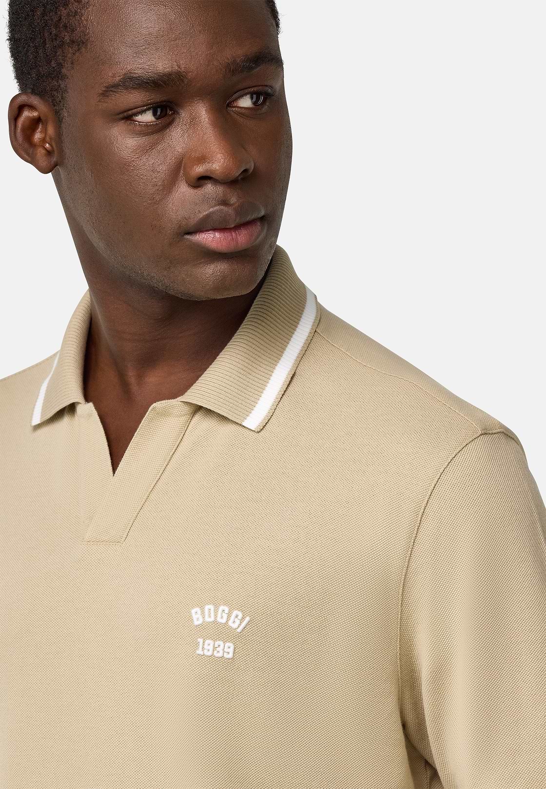 Cotton Piqué Polo Shirt, Beige, hi-res
