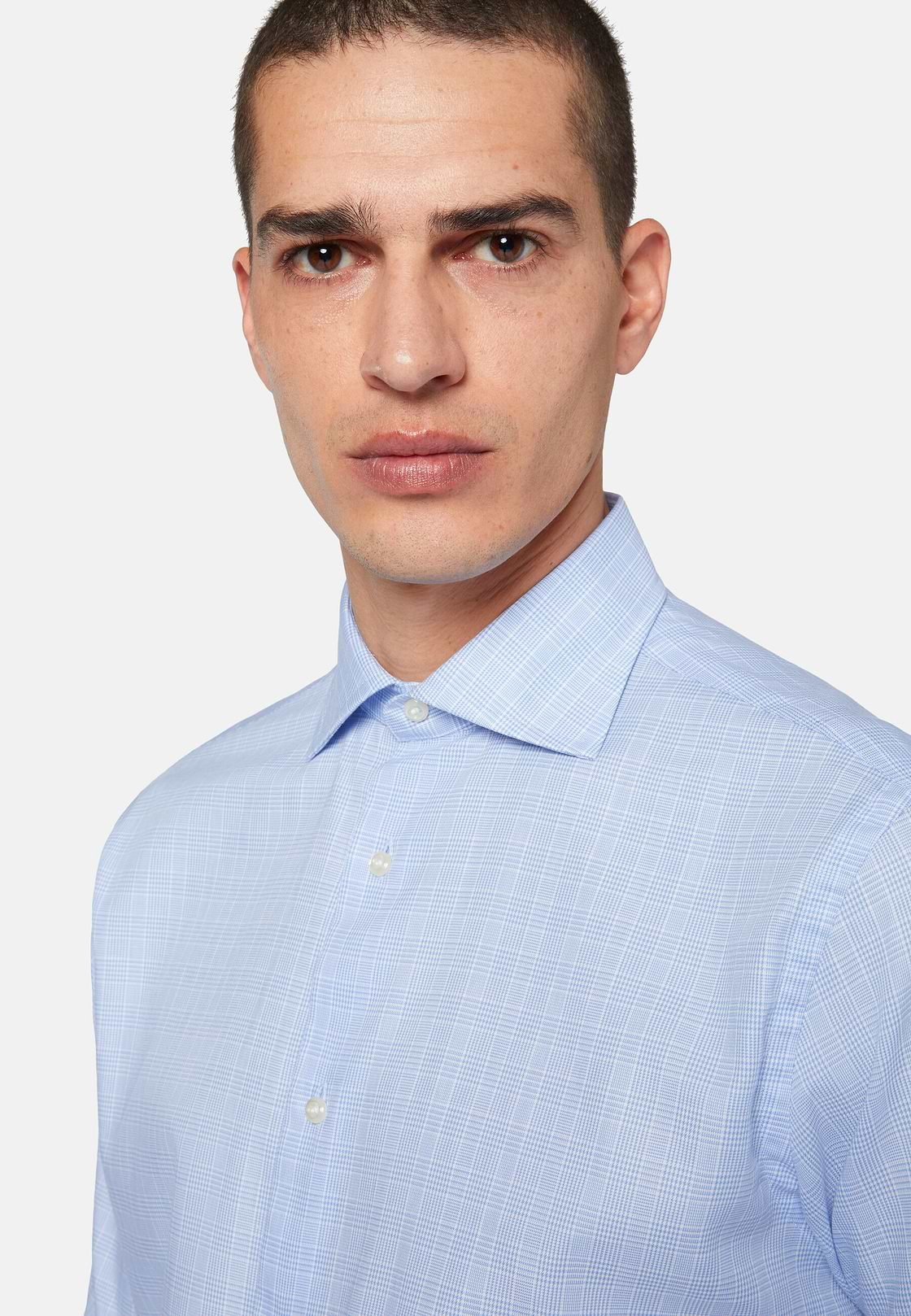 Camisa de Sarga de Algodón cuello Inglés, Azul claro, hi-res