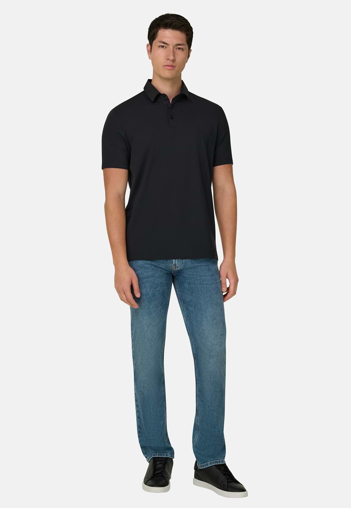 Polo Shirt In Stretch Supima Cotton, Black, hi-res, 2