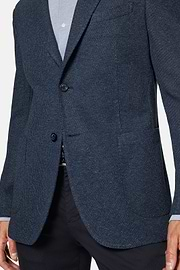 B Jersey Navy Blue Jacket in Cotton and Wool Blend, Blue, hi-res