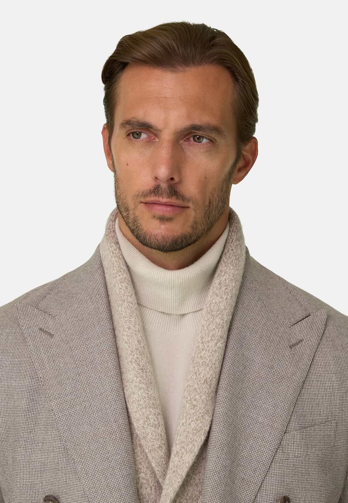 Suit Double-Breasted in Super 130 Wool, Taupe, hi-res, 3