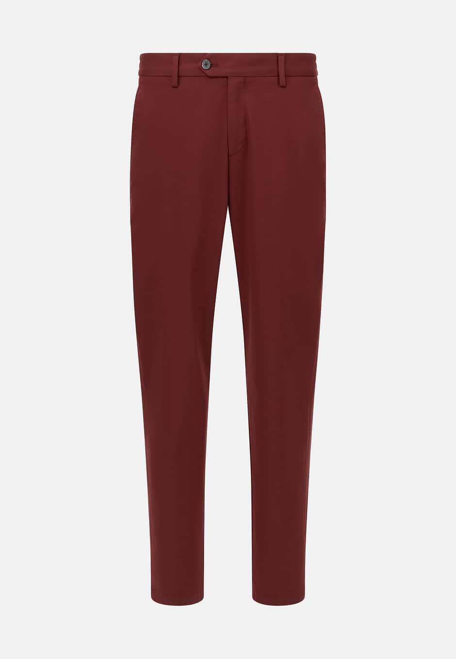 Pantalon En Coton Tencel Extensible, Burgundy, hi-res
