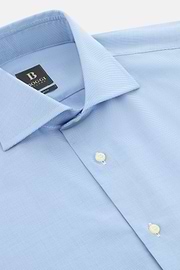 Slim Fit Houndstooth Cotton Shirt, Light Blue, thumb, 5