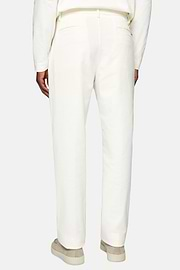 Trousers in Stretch Velvet, Cream, hi-res